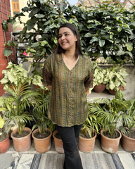 Green digital modal silk shirt