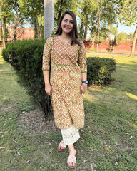 Kesari Handblock Printed kurta