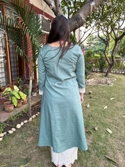 Sea green Lacework A-line kurta