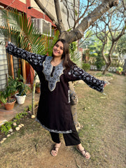 Black fully embroidered Phiran