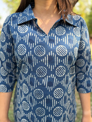 Indigo Abstract Print short kurti