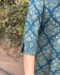Dusky teal printed kurta