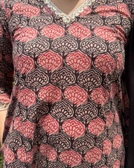 Black pink Lacework Aline full suit set