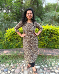 Brown kalamkari tassel kurta