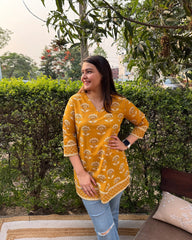 Mustard tulip short kurti
