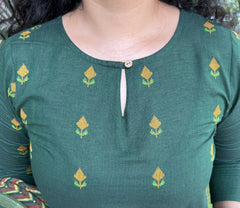 Bottle Green Buti kurta - MYSANSKRITAM