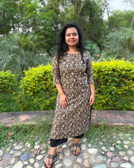 Brown kalamkari tassel kurta