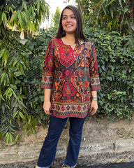 Multi abstract short kurti