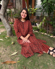 Maroon geometric gather style Coord set