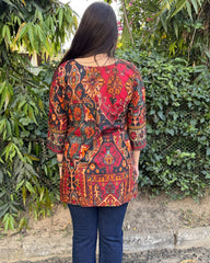 Multi abstract short kurti