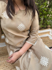 Beige Full embroidered Long kurta