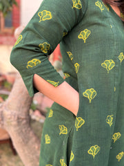 Bottle green Slub Aline Kurta