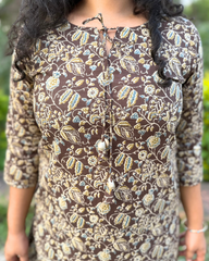 Brown kalamkari tassel kurta
