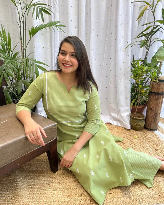 Pista green south cotton Coord set