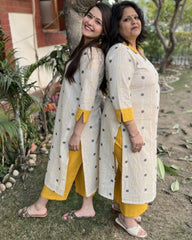 Cream mustard south cotton coord set