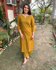 Mustard Mehendi Buti Coord Set