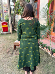 Bottle green Slub Aline Kurta