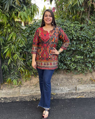 Multi abstract short kurti