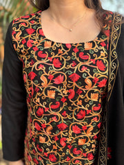 Black embroidered woollen suit set