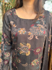 Grey Floral Spun suit set