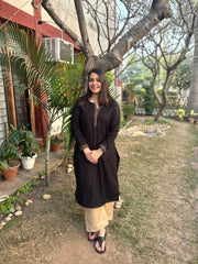 Black beige woollen coord set