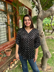 Black Bandhini Modal silk free flow top