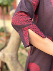 Dark Wine Slub Aline Kurta