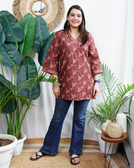 Maroon Triangle geometric kurti