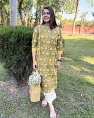 Mehendi floral handblock kurta