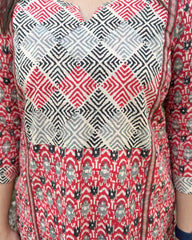Brick red handblock kurta