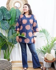 Navy circle print kurti