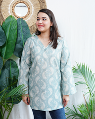 Pastel blue ambi short kurti