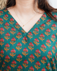 Bottle green Sanganeri kurta duppata set