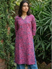 Onion Handblock Long Kurta
