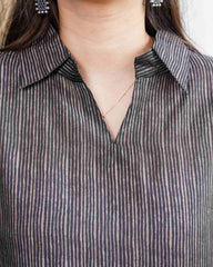 Brown lines muslin silk coord set