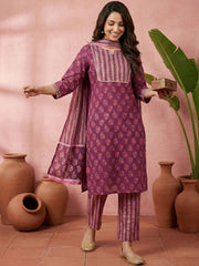 Rich berry purple cotton suit set