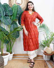 Rust Ikkat print kurta duppata set