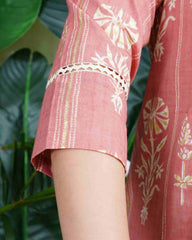 Peach aline muslin silk coord set