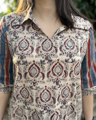 Beige Handblock designer top