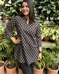 Brown buti short kurti