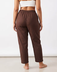 Solid brown straight fit pants