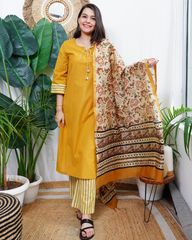 Mustard solid Suit set