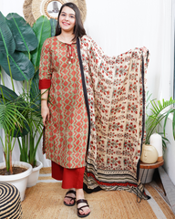 Mehendi green designer kurta duppata set