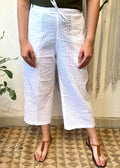 White Cotton Pintucks Pants