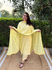 Lemon Kashmiri style embroidered full suit set
