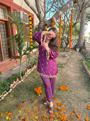 Purple embroidered coord set