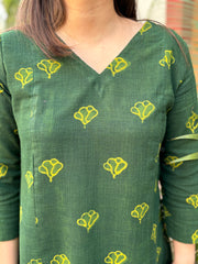 Bottle green Slub Aline Kurta