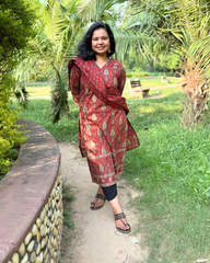 Rust ambi printed kurta duppata set