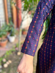 Royal blue geometric woollen Kurta