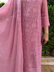 Rose pink Lucknowi Full suit set
